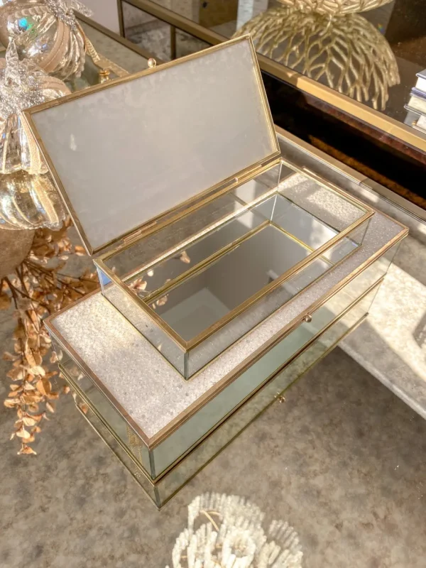 Inspire Me! Home Decor Glass Box Set With White Glitter Top (Set Of 2)