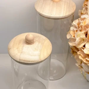 Inspire Me! Home Decor Glass Jars With Wooden Lids (2 Sizes) KITCHEN
