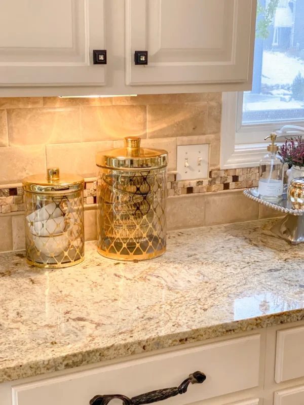 Inspire Me! Home Decor Glass Jar W/ Gold Lid (2 Sizes & 2 Colors)