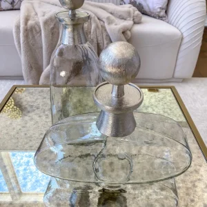 Inspire Me! Home Decor Glass Bottle With Silver Ball Stopper (2 Sizes)