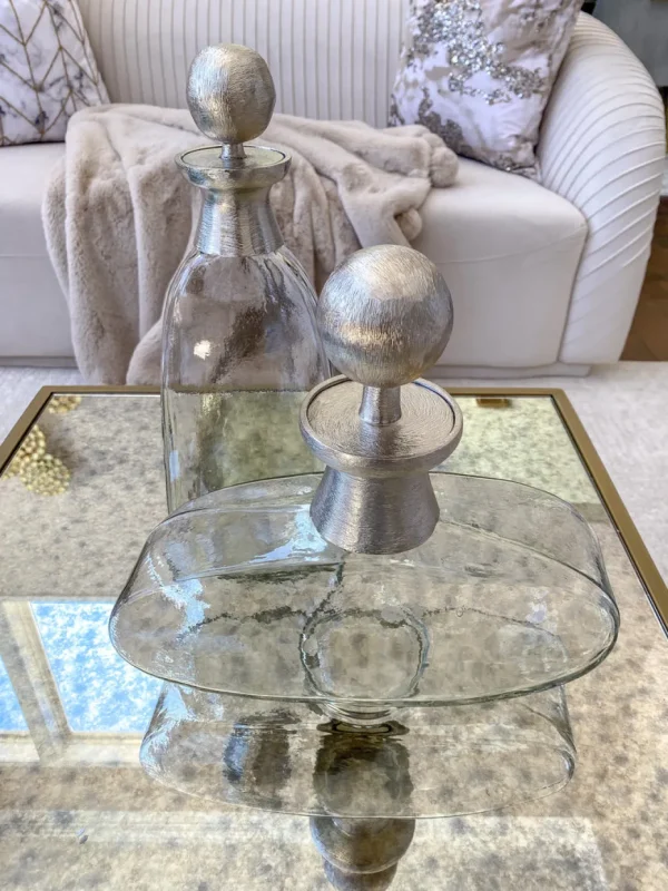 Inspire Me! Home Decor Glass Bottle With Silver Ball Stopper (2 Sizes)