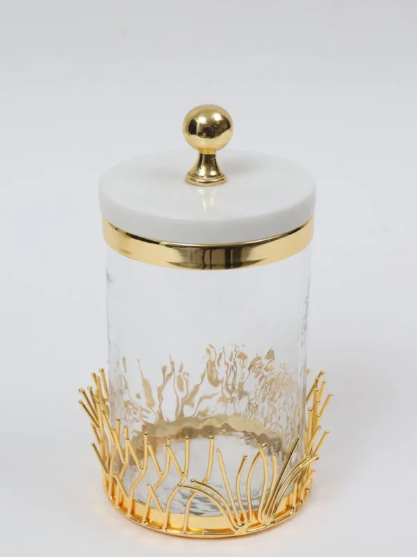 Inspire Me! Home Decor Glass Canister With Gold Branch Design And Marble And Gold Lid (3 Sizes)