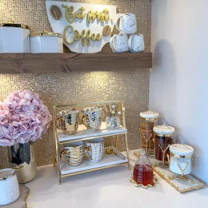 Inspire Me! Home Decor Glass Canister On Gold Twig Base With Marble Lid (3 Sizes)