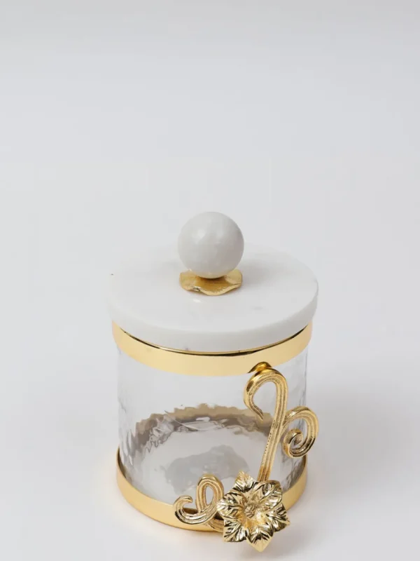 Inspire Me! Home Decor Glass Canister With Gold Detail And Marble Lid (3 Sizes)