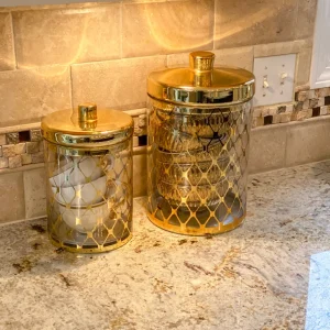 Inspire Me! Home Decor Glass Jar W/ Gold Lid (2 Sizes & 2 Colors)