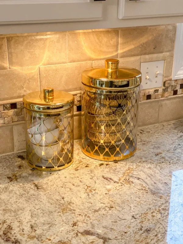 Inspire Me! Home Decor Glass Jar W/ Gold Lid (2 Sizes & 2 Colors)