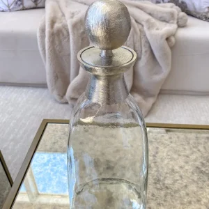 Inspire Me! Home Decor Glass Bottle With Silver Ball Stopper (2 Sizes)