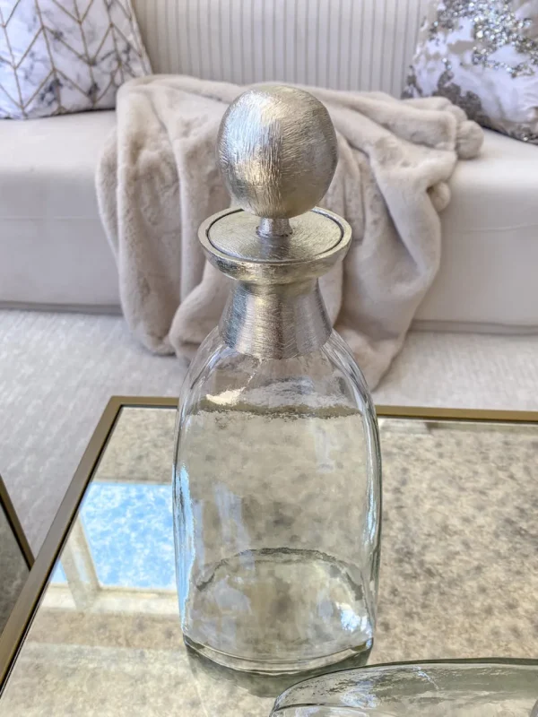 Inspire Me! Home Decor Glass Bottle With Silver Ball Stopper (2 Sizes)