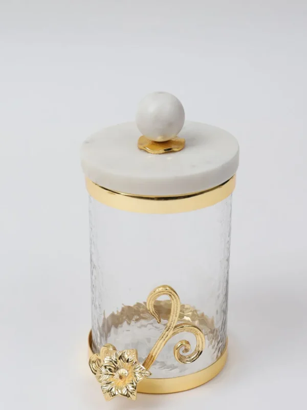 Inspire Me! Home Decor Glass Canister With Gold Detail And Marble Lid (3 Sizes)