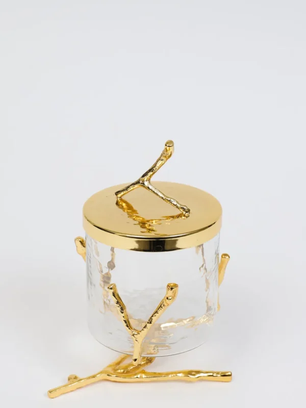 Inspire Me! Home Decor Glass Canister With Gold Metal Branch Design (3 Sizes)