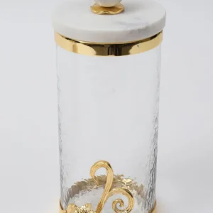 Inspire Me! Home Decor Glass Canister With Gold Detail And Marble Lid (3 Sizes)