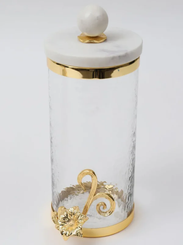 Inspire Me! Home Decor Glass Canister With Gold Detail And Marble Lid (3 Sizes)