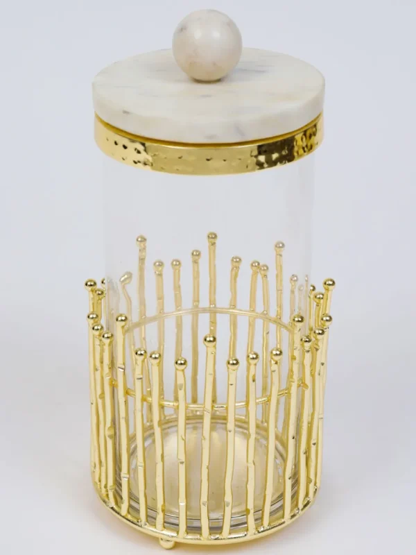 Inspire Me! Home Decor Glass Canisters With Gold Linear Details (3 Sizes)