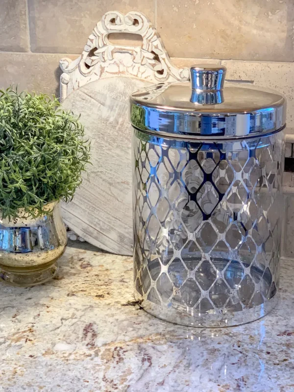 Inspire Me! Home Decor Glass Jar W/ Gold Lid (2 Sizes & 2 Colors)