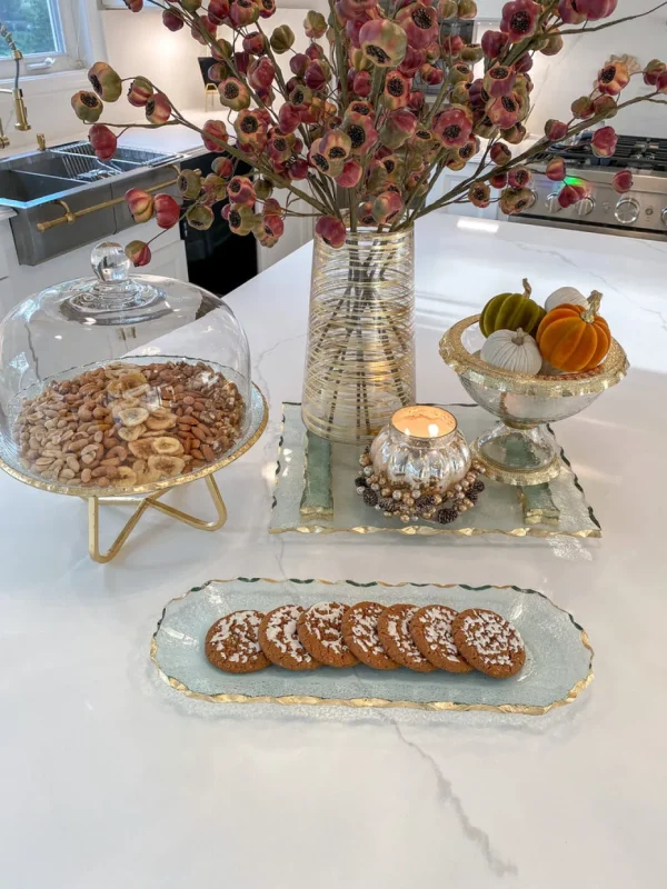 Inspire Me! Home Decor Glass Tray With Hammered Gold Edge