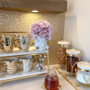 Inspire Me! Home Decor Glass Canister On Gold Twig Base With Marble Lid (3 Sizes)