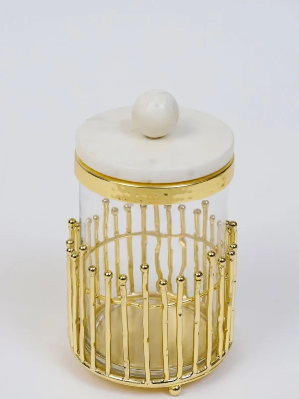 Inspire Me! Home Decor Glass Canisters With Gold Linear Details (3 Sizes)
