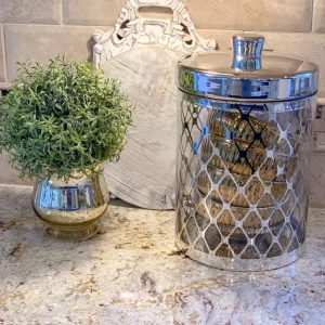 Inspire Me! Home Decor Glass Jar W/ Gold Lid (2 Sizes & 2 Colors)