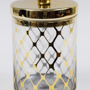Inspire Me! Home Decor Glass Jar W/ Gold Lid (2 Sizes & 2 Colors)