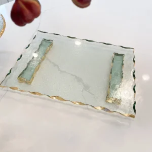 Inspire Me! Home Decor Glass Tray With Hammered Gold Edge