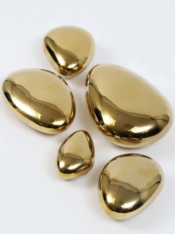 Inspire Me! Home Decor Glossy Gold Ceramic Decorative Stones (Set Of 5)