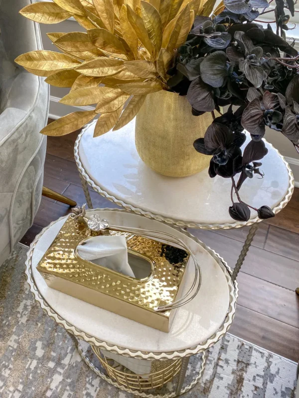 Inspire Me! Home Decor Gold & Silver Metal Tissue Box Cover With Floral Detail