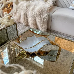 Inspire Me! Home Decor Gold And White Scalloped Tray