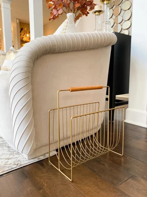 Inspire Me! Home Decor Gold Magazine Rack With Wooden Handle