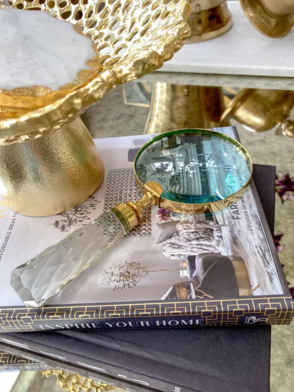 Inspire Me! Home Decor Gold Magnifying Glass W/ Textured Glass Handle
