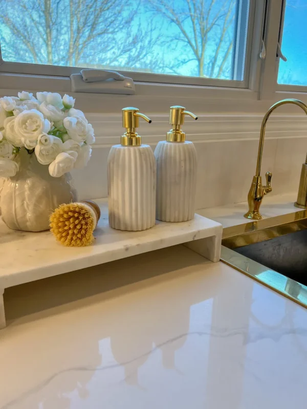 Inspire Me! Home Decor Gold Marble Soap Dispenser