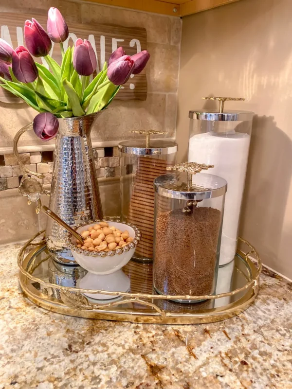 Inspire Me! Home Decor Gold Beaded Snack Bowl W/ Spoon