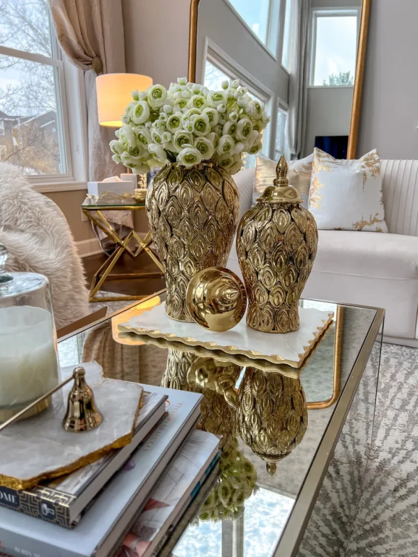 Inspire Me! Home Decor Gold Petal Textured Ginger Jars (3 Sizes)