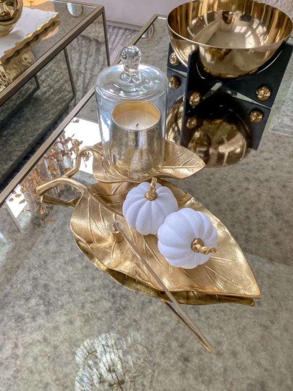 Inspire Me! Home Decor Gold Double Leaf Platter