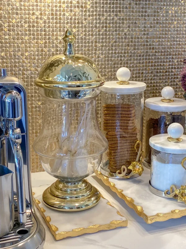 Inspire Me! Home Decor Gold Hammered Lid Apothecary Jar