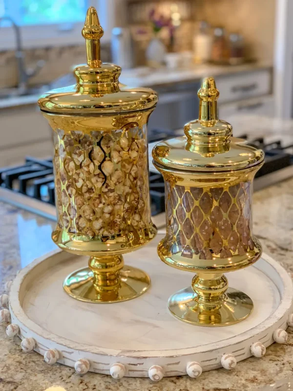Inspire Me! Home Decor Gold Lattice Printed Jar