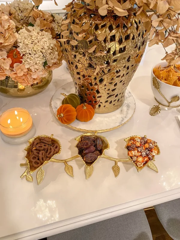 Inspire Me! Home Decor Gold Leaf 3 Section Bowls On Vine Stand