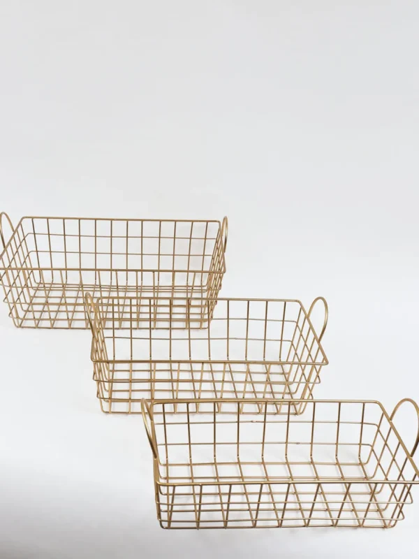Inspire Me! Home Decor Gold Rectangular Wired Basket (3 Sizes)