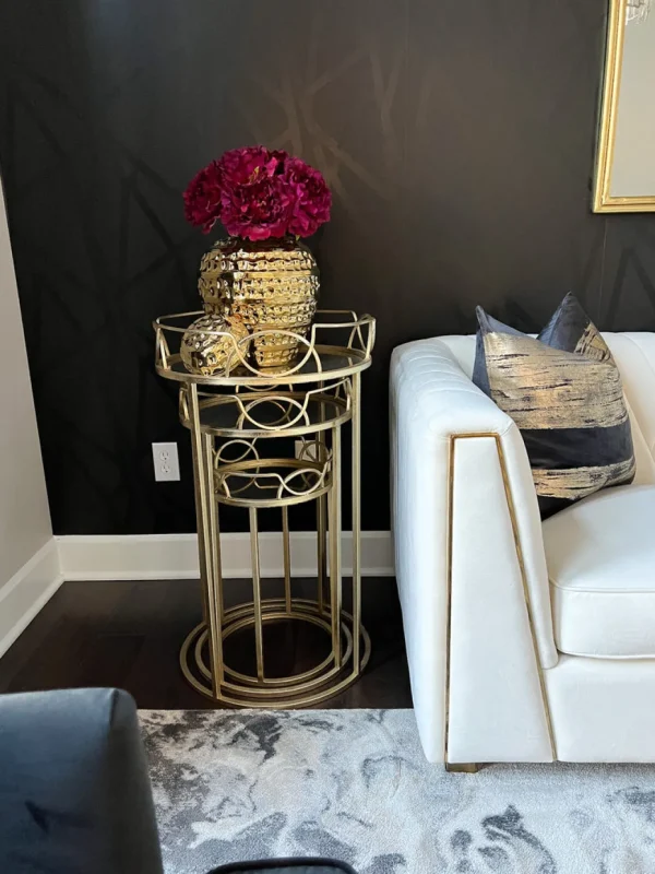 Inspire Me! Home Decor Gold Round Nesting Tables With Antiqued Mirrored Tops