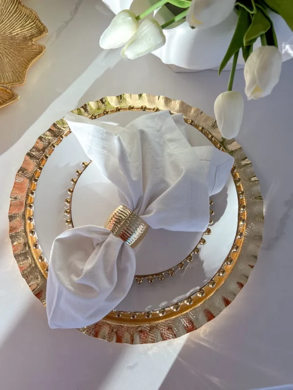 Inspire Me! Home Decor Gold Textured Ruffle Round Tray/Charger