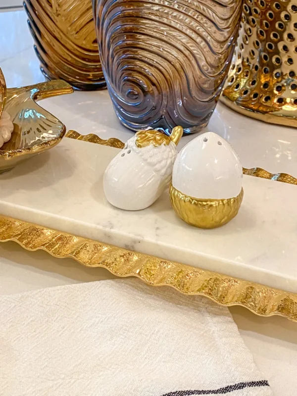 Inspire Me! Home Decor Gold And White Acorn Salt And Pepper Shakers