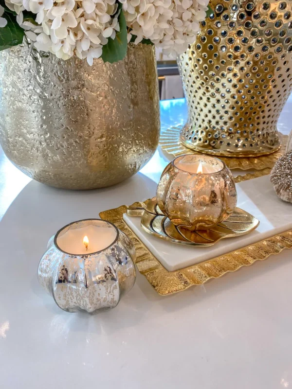Inspire Me! Home Decor Gold Mercury Glass Pumpkin Scented Candle