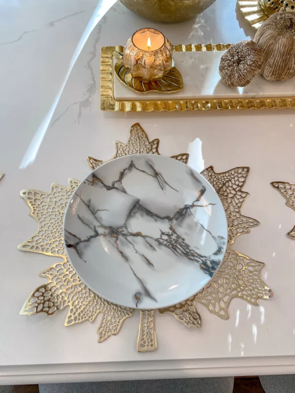 Inspire Me! Home Decor Gold Metallic Maple Leaf Place Mats (Set Of 4)
