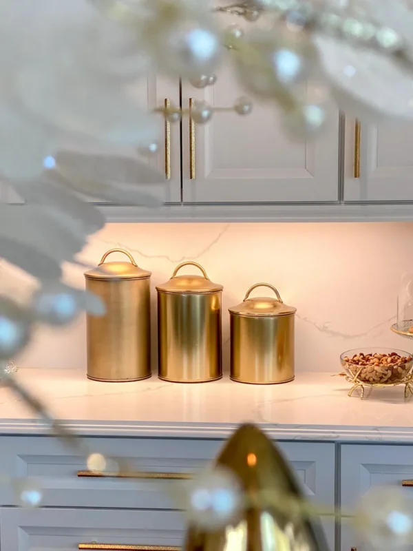 Inspire Me! Home Decor Gold Metal Canisters (Set Of 3)
