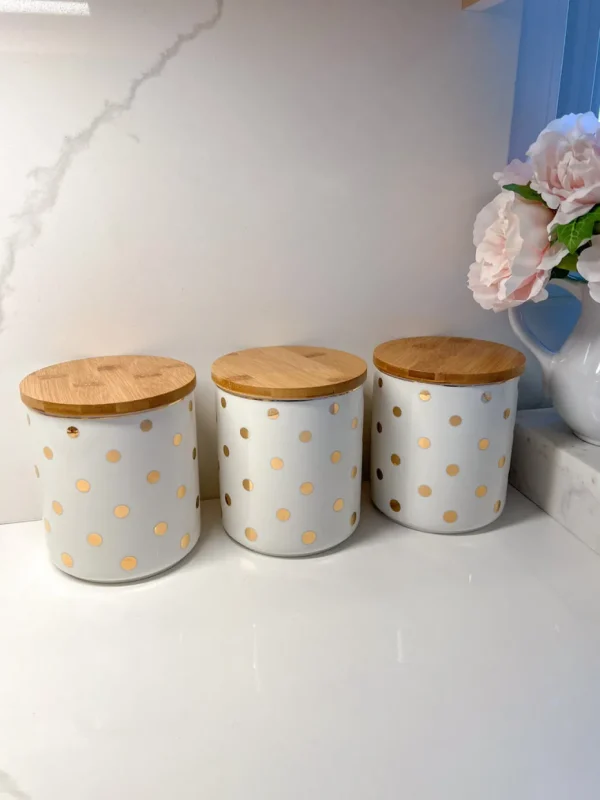 Inspire Me! Home Decor Gold Polka Dots Lidded Jar