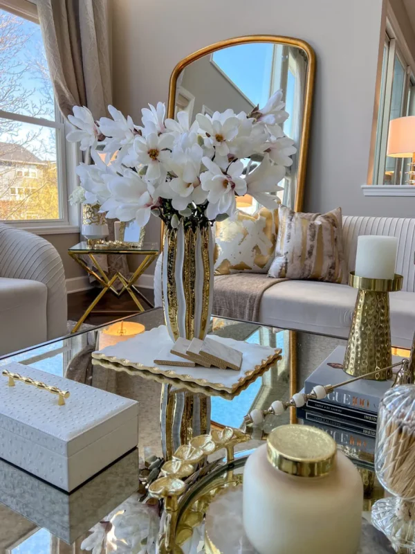 Inspire Me! Home Decor Gold & White Striped Vase (2 Sizes)