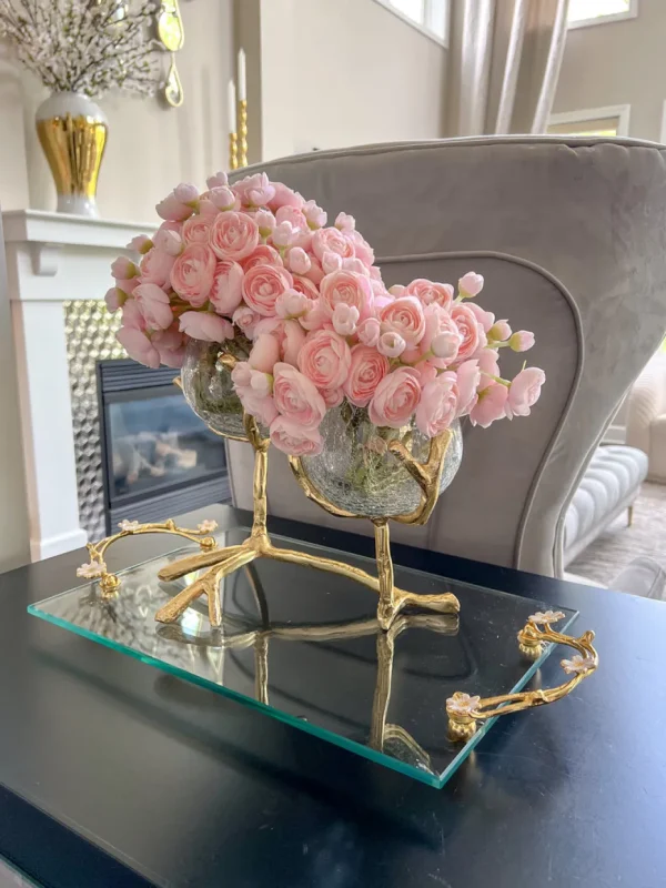 Inspire Me! Home Decor Gold Branch Centerpiece With 2 Glass Crackled Bowls