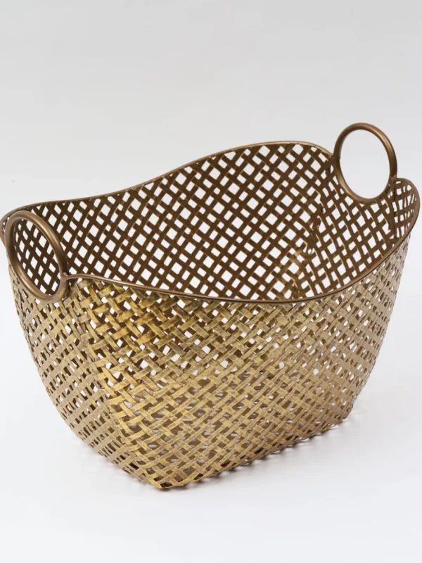 Inspire Me! Home Decor Gold Basket With Handles