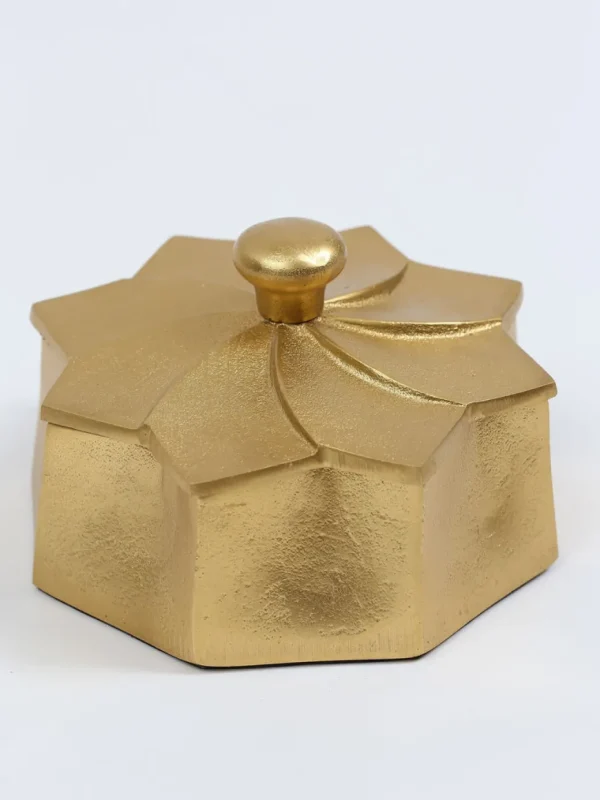 Inspire Me! Home Decor Golden Flower Decorative Box With Lid