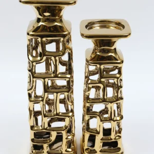 Inspire Me! Home Decor Gold Candle Holder With Dimensional Cut Out Design (2 Sizes)