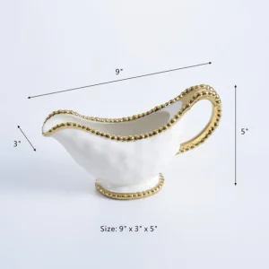 Inspire Me! Home Decor Gold And White Beaded Gravy Boat